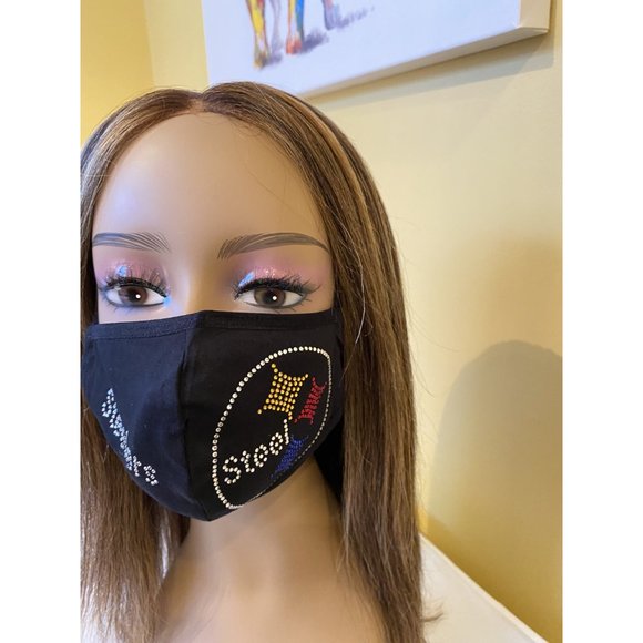 Pittsburgh STEELERS Bling Rhinestone Face Mask Side Logo - Picture 8 of 9